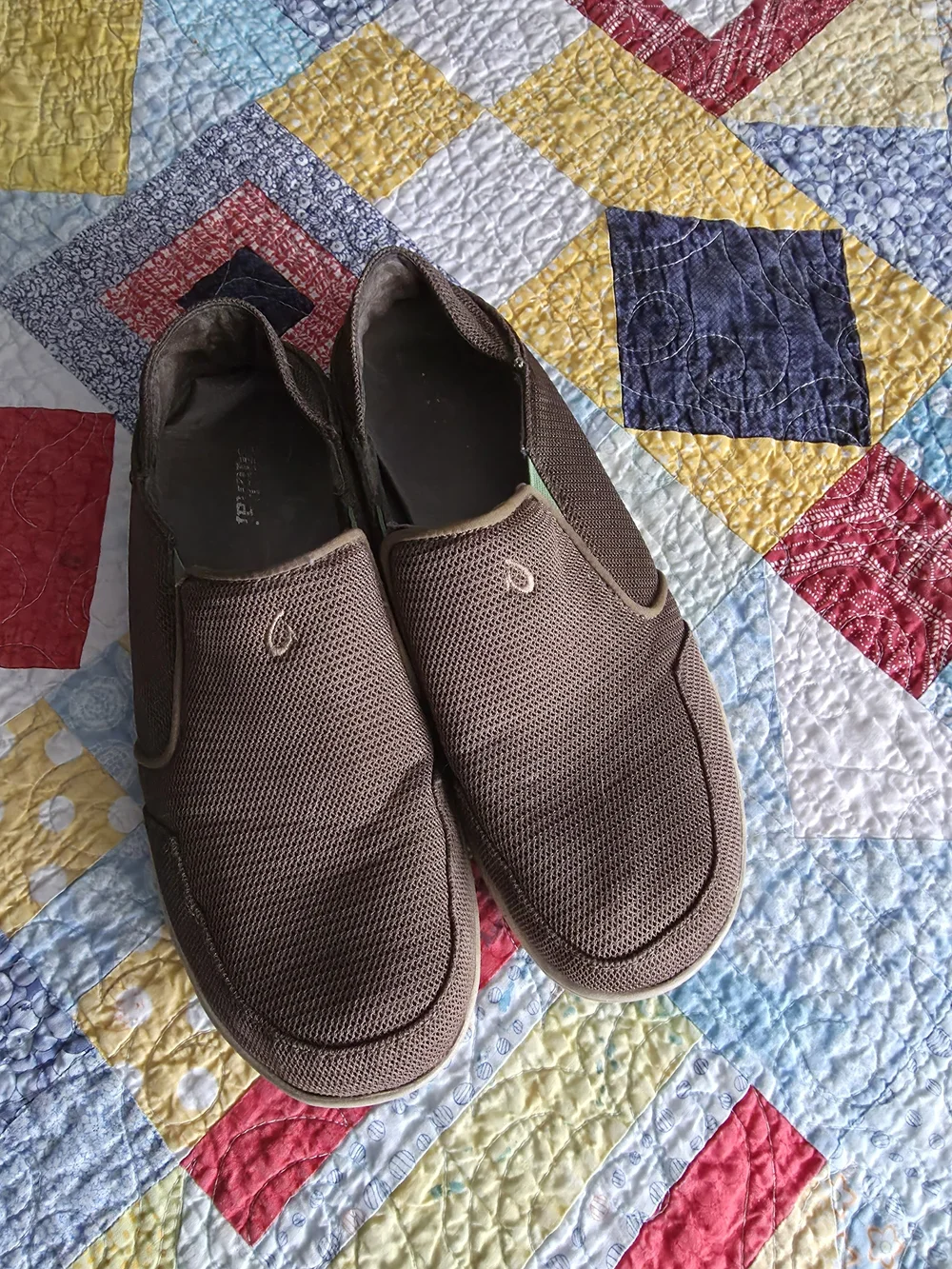 OluKai Men's Brown Mesh Slip-On Loafers
